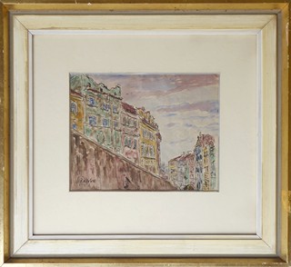 ANNA ROŠKOTOVÁ (1883-1967) - NOVÉ ZÁMECKÉ SCHODY POHLEDEM Z THUNOVSKÉ ULIČKY