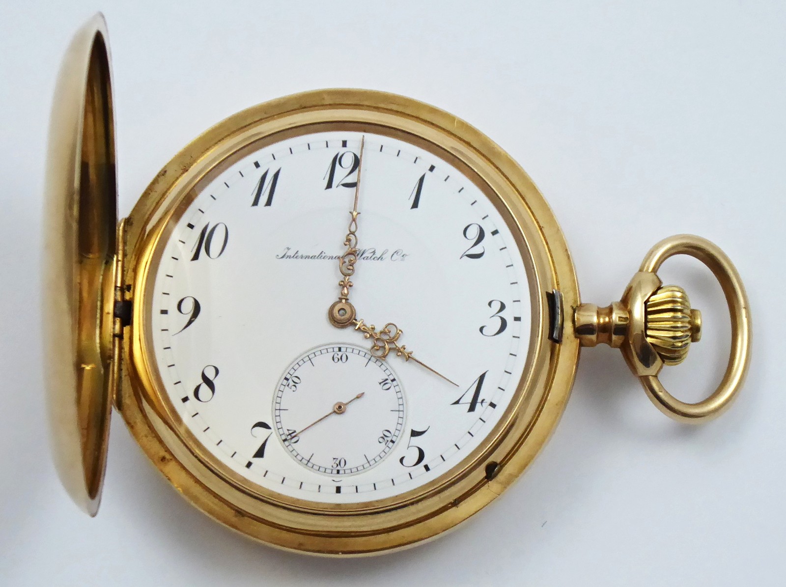 ZLATÉ KAPESNÍ TŘÍPLÁŠŤOVÉ HODINKY - INTERNATIONAL WATCH CO. SCHAFFHAUSEN