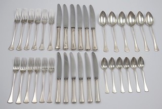 ART DECO STŘÍBRNÉ PŘÍBORY PRO ŠEST OSOB - 36 KS