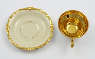 MOKA ŠÁLEK S PODŠÁLKEM SE SILNÝM ZLACENÍM - ROSENTHAL, POMPADOUR, U.S. ZONE