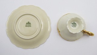 MOKA ŠÁLEK S PODŠÁLKEM SE SILNÝM ZLACENÍM - ROSENTHAL, POMPADOUR, U.S. ZONE