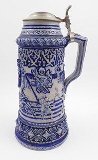 OBJEMNÝ PĚTILITROVÝ KORBEL S RYTÍŘSKÝM TURNAJEM - WESTERWALD