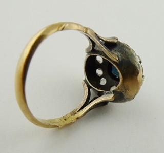 PRSTEN S PŘÍRODNÍM SAFÍREM A DIAMANTY, ITÁLIE 1840 - 1880