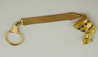 ZLATÝ DLOUHÝ PŘÍVĚSEK, ŠATLÉN S NEFERTITI - 18K