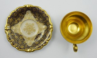 ZLACENÝ MOKA ŠÁLEK S KOBALTOVÝM EFEKTEM - ROSENTHAL, POMPADOUR, U.S. ZONE
