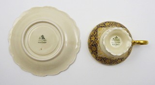 ZLACENÝ MOKA ŠÁLEK S KOBALTOVÝM EFEKTEM - ROSENTHAL, POMPADOUR, U.S. ZONE