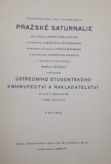 VÍTĚZSLAV NEZVAL - PANTOMIMA - ROK 1924