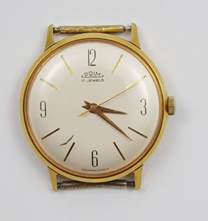 NÁRAMKOVÉ ZLACENÉ HODINKY - PRIM, MODEL 66 122 3, 17 JEWELS