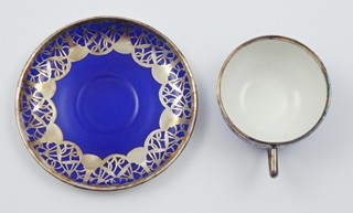 NOBLESNÍ MOKA ŠÁLEK SE STŘÍBRNÝMI SECESNÍMI ORNAMENTY - ROSENTHAL