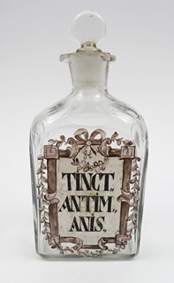 LÉKÁRENSKÁ LAHVIČKA - TINCT. ANTIM. ANIS., PRAHA KOLEM ROKU 1780