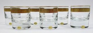 ŠEST WHISKY SKLENIC SE ZLATÝM PÁSEM V ORIGINÁLNÍ ETUI - MOSER
