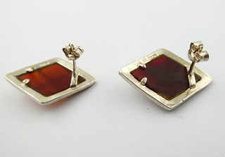 ART DECO STŘÍBRNÉ NÁUŠNICE S PŘÍRODNÍMI KARNEOLY A MARKAZITY - JOSEF HONECK, VÍDEŇ