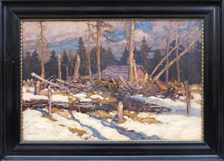 OTA BUBENÍČEK (1871 - 1962) - ZIMA U DŘEVAŘSKÉ BOUDY