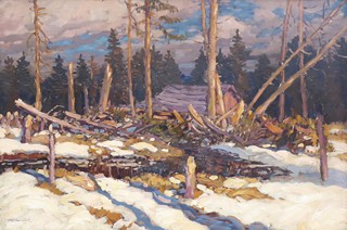 OTA BUBENÍČEK (1871 - 1962) - ZIMA U DŘEVAŘSKÉ BOUDY