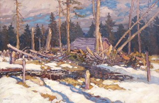 OTA BUBENÍČEK (1871 - 1962) - ZIMA U DŘEVAŘSKÉ BOUDY