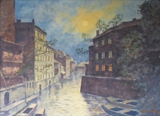 RUDOLF VÁCLAVÍK (NAR. 1898) - MĚSÍČNÍ NOC NA PRAŽSKÉ KAMPĚ