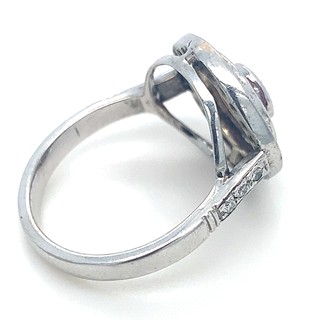 Prsten s diamanty a rubíny | Art deco | Československo 1935