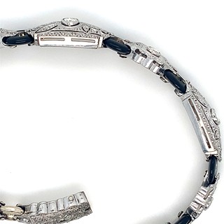 Luxusní náramek s diamanty a onyxy | Art deco | Francie - Paříž 1930