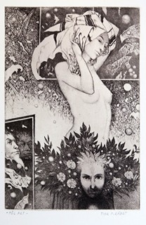 Josef Kábrt (1920 - 1989) - 3 listy - Myslitel, Půlakt, Ex libris Cranach