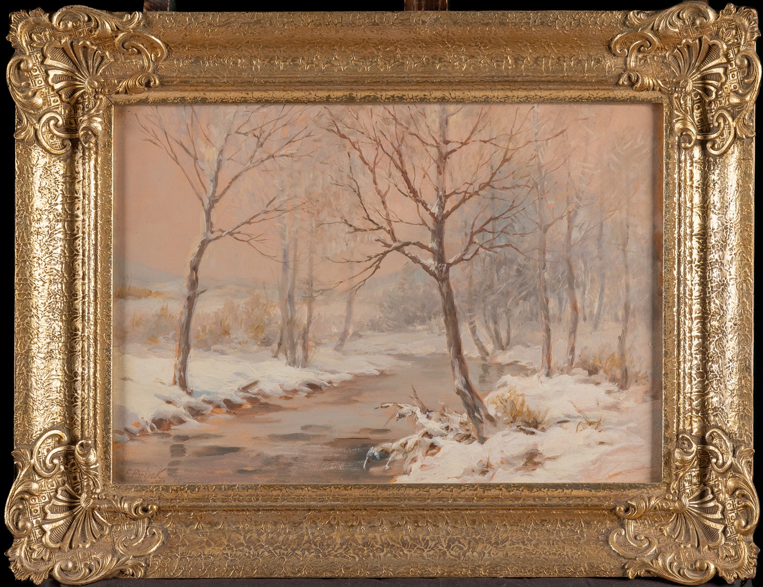 František Pařízek (1892) - Zimní krajina s potokem