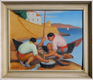 Oldřich Kerhart (1895 - 1947) - Rybáři s úlovkem