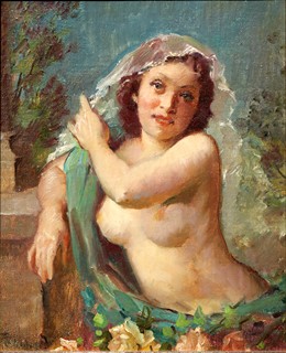 František Antonín Jelínek (1890 - 1977) - Sedící dívčí akt