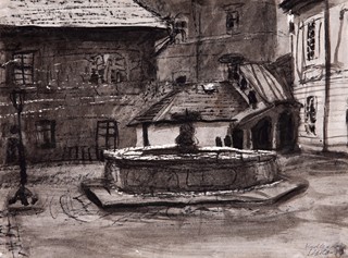 Petr Kadlec  - Český Krumlov -  náměstí s kašnou