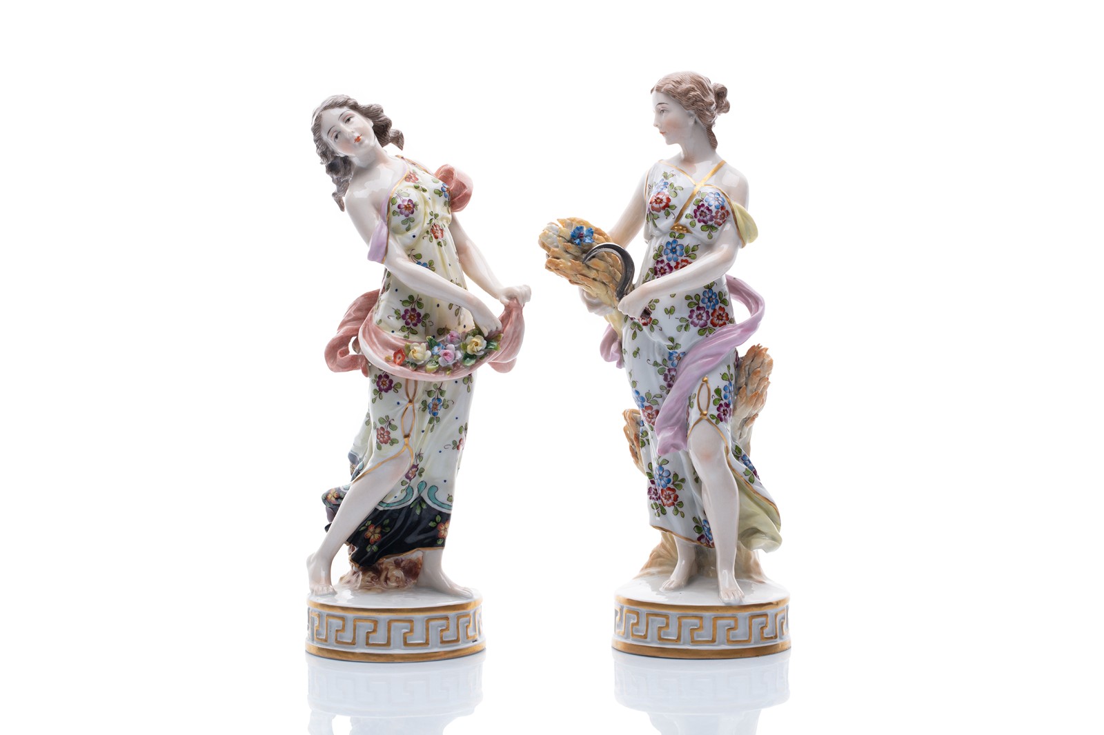 Párové porcelánové figurky alegorií ročních období | Ernst Bohne Söhne, Rudolstadt (Německo)