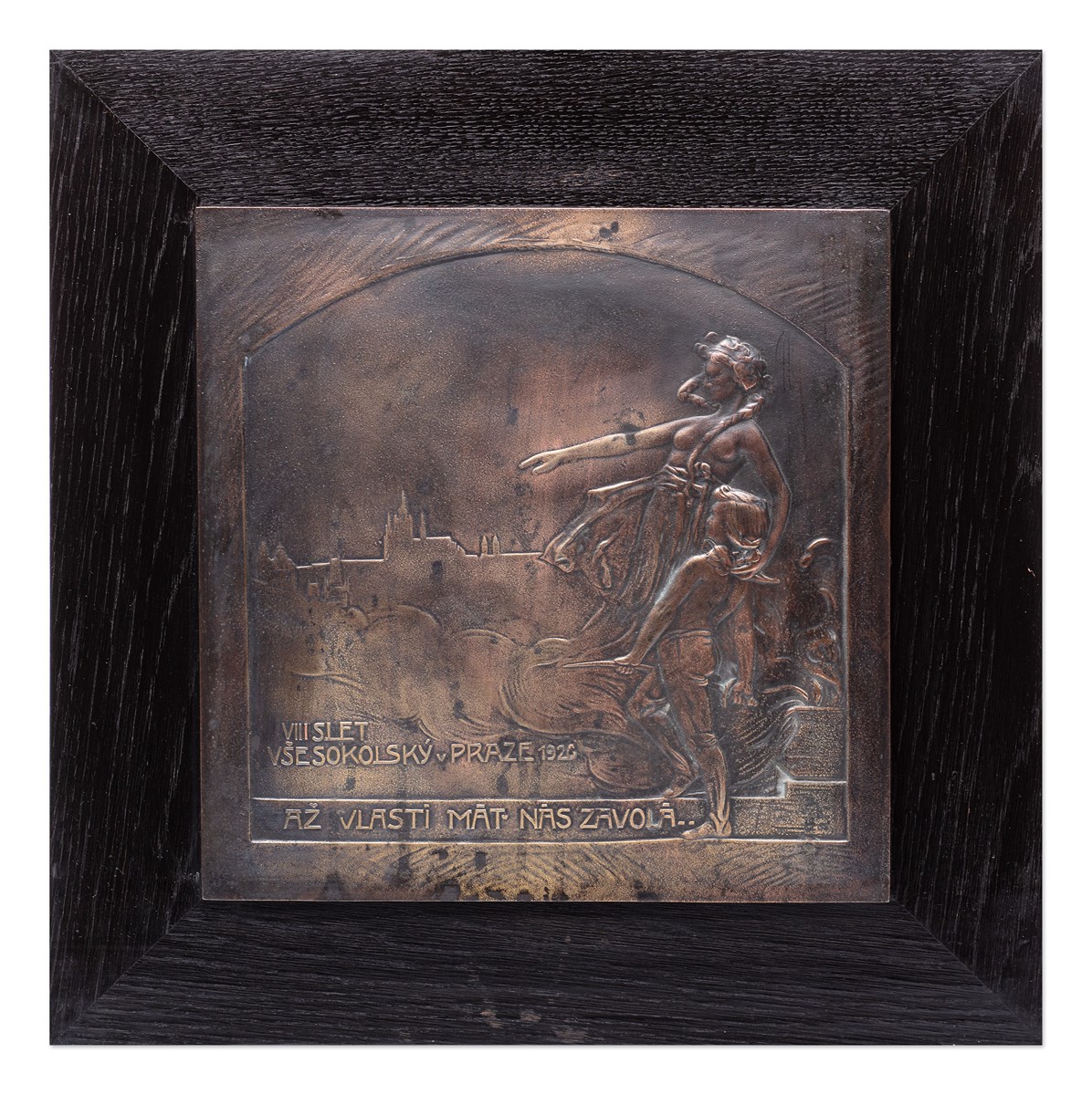 Pamětní bronzová plaketa k VIII. všesokolskému sletu v Praze (1926)