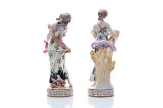 Párové porcelánové figurky alegorií ročních období | Ernst Bohne Söhne, Rudolstadt (Německo)
