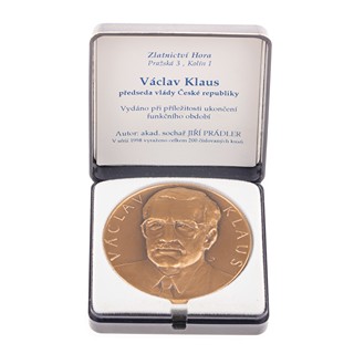 Jiří Prádler (1929–2002) - Pamětní číslovaná medaile "Václav Klaus" (1998, č. 004/200)