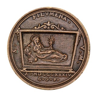 Bronzová medaile svaté Filomény (S. Filumena V. M.) | Giovanni Grotolini (G. G. F.), Modena / Itálie (1834)