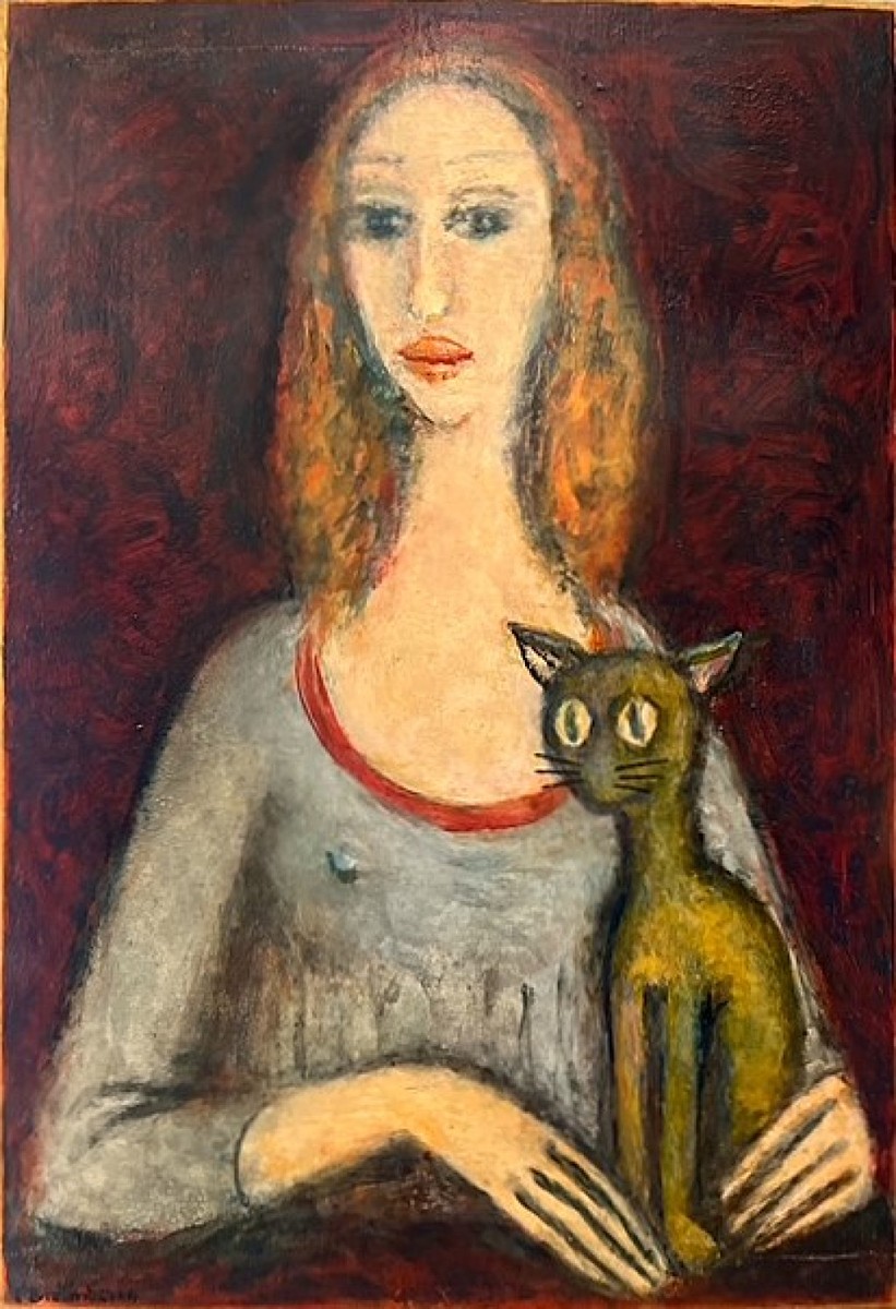 Brožová Eva - Portrét ženy s kočkou