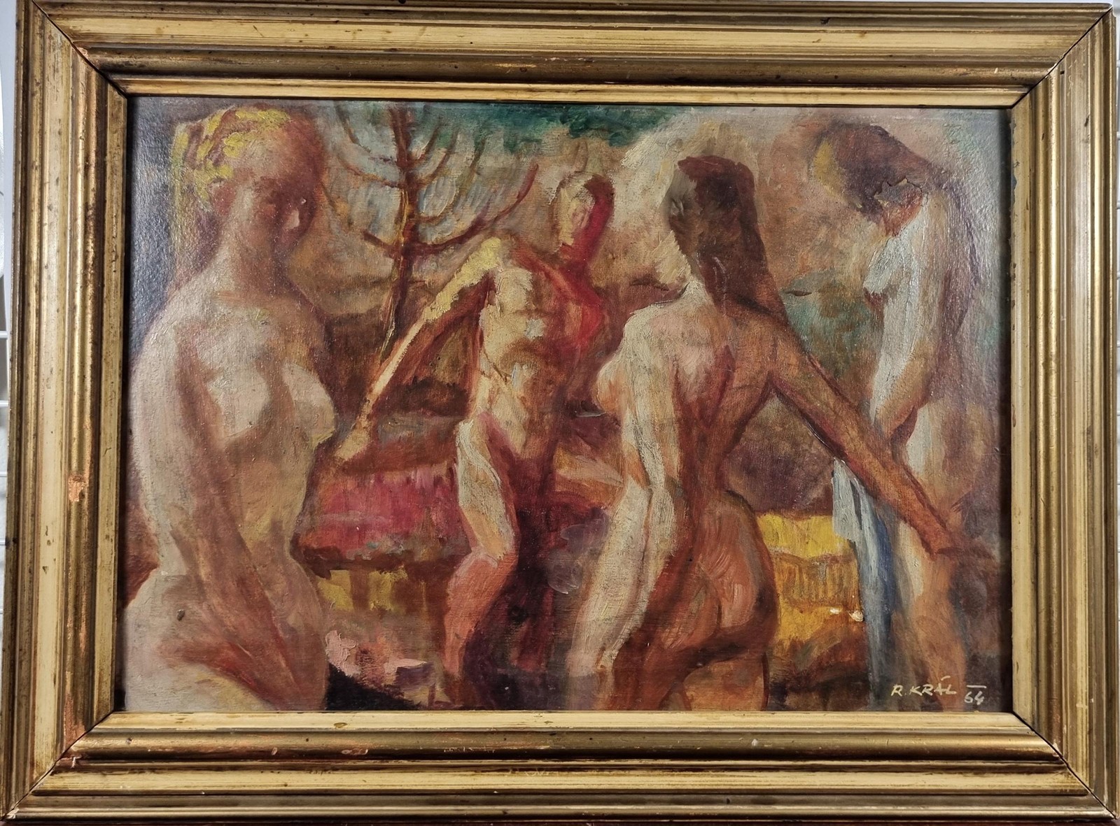 Podzimní koupání, sig. R. Král