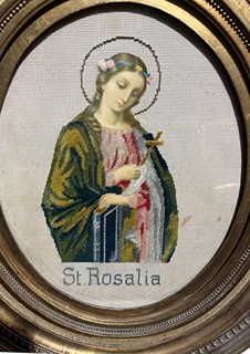 Vyšívaná ikona- Svatá Rozálie