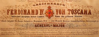 Povyšovací dekret arcivévody Ferdinanda IV. Toskánského