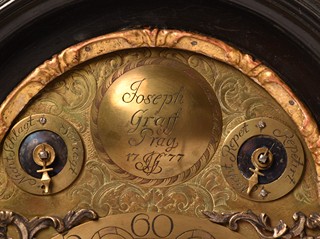 Barokní dřevěné hodiny Joseph Graff Prag 1777