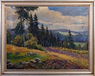 Josef Bino (1881 – 1947) - Podzimní krajina s vřesovištěm