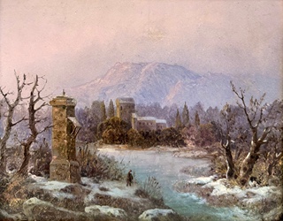 August Bedřich Piepenhagen (1791 - 1868) - Zimní krajina za soumraku I Přiložen odborný posudek od PhDr. Naděždy Blažíčkové – Horové.
