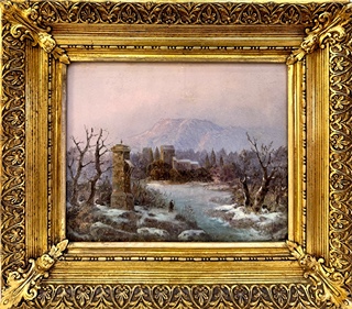 August Bedřich Piepenhagen (1791 - 1868) - Zimní krajina za soumraku I Přiložen odborný posudek od PhDr. Naděždy Blažíčkové – Horové.