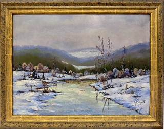 Bohumil Pospíšil (1914 - 1996) - Konvolut tří olejomaleb I F. Hanuš Hérink (1889-1958) I Žně na Ostravsku I Horská krajina I Tání