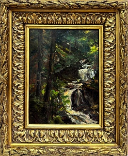 Adolphe Monticelli (1824 - 1886) - Lesní interiér s vodopádem a skalisky I Pravost ověřena a přiložena restaurátorská zpráva od ak. mal. Martina Martana.