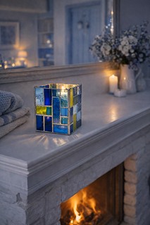 Blue Stained Glass Lantern