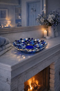 Night Blue Stained Glass Bowl
