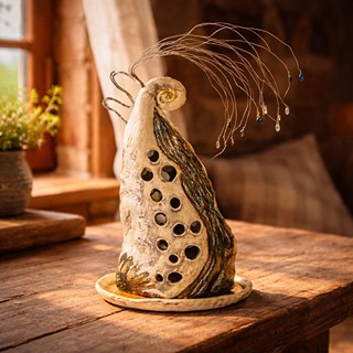 Peacock – Original Ceramic Sculpture by Andrea Máchová