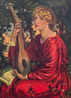 Vlastimil Košvanec (1887 - 1961) - Dívka s loutnou