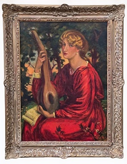 Vlastimil Košvanec (1887 - 1961) - Dívka s loutnou