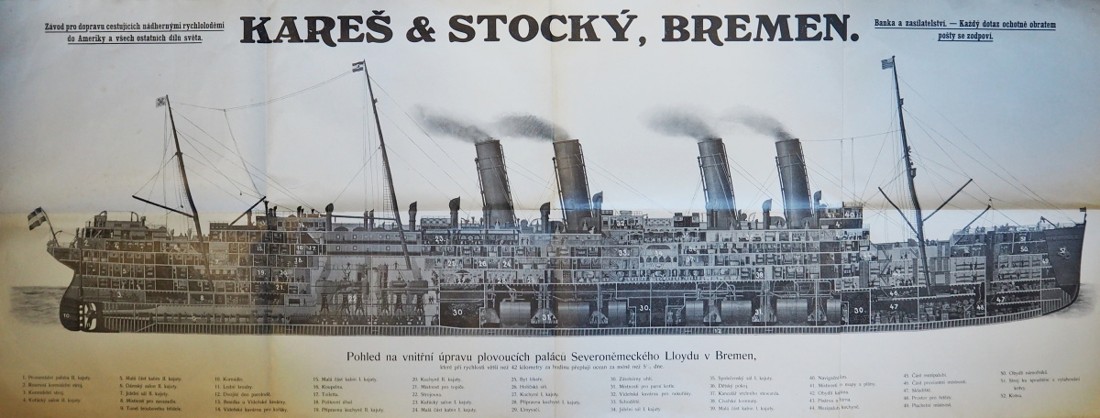 reklamní plakát na zaoceánskou loď