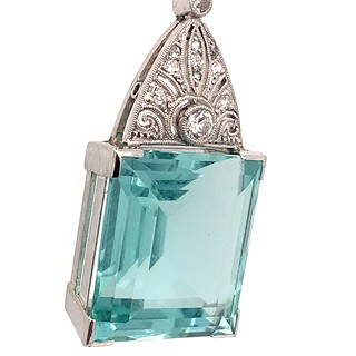 Luxusní kolier s diamanty a akvamarínem | Art deco | Československo 1930 | znalecký posudek