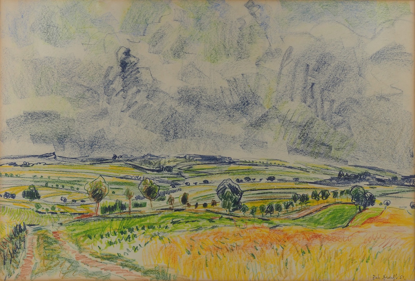 Bohumír Dvorský (1902 – 1976) - Letní krajina z Olomoucka